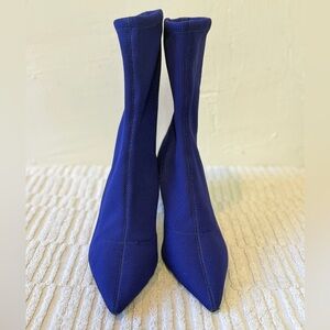 Topshop Royal Blue Heeled Sock Boots